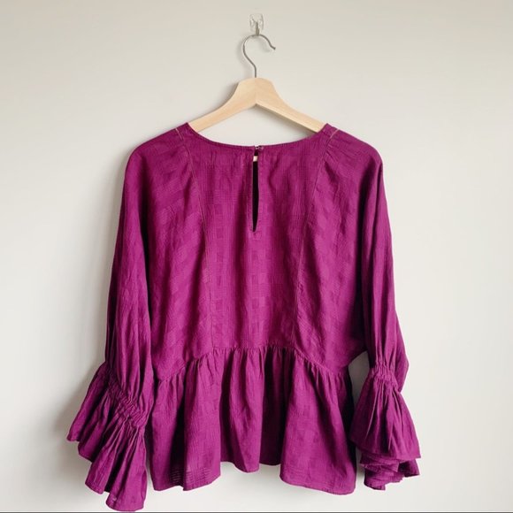 APIECE APART Purple Peasant Blouse Top Long Sleeve - Picture 6 of 10